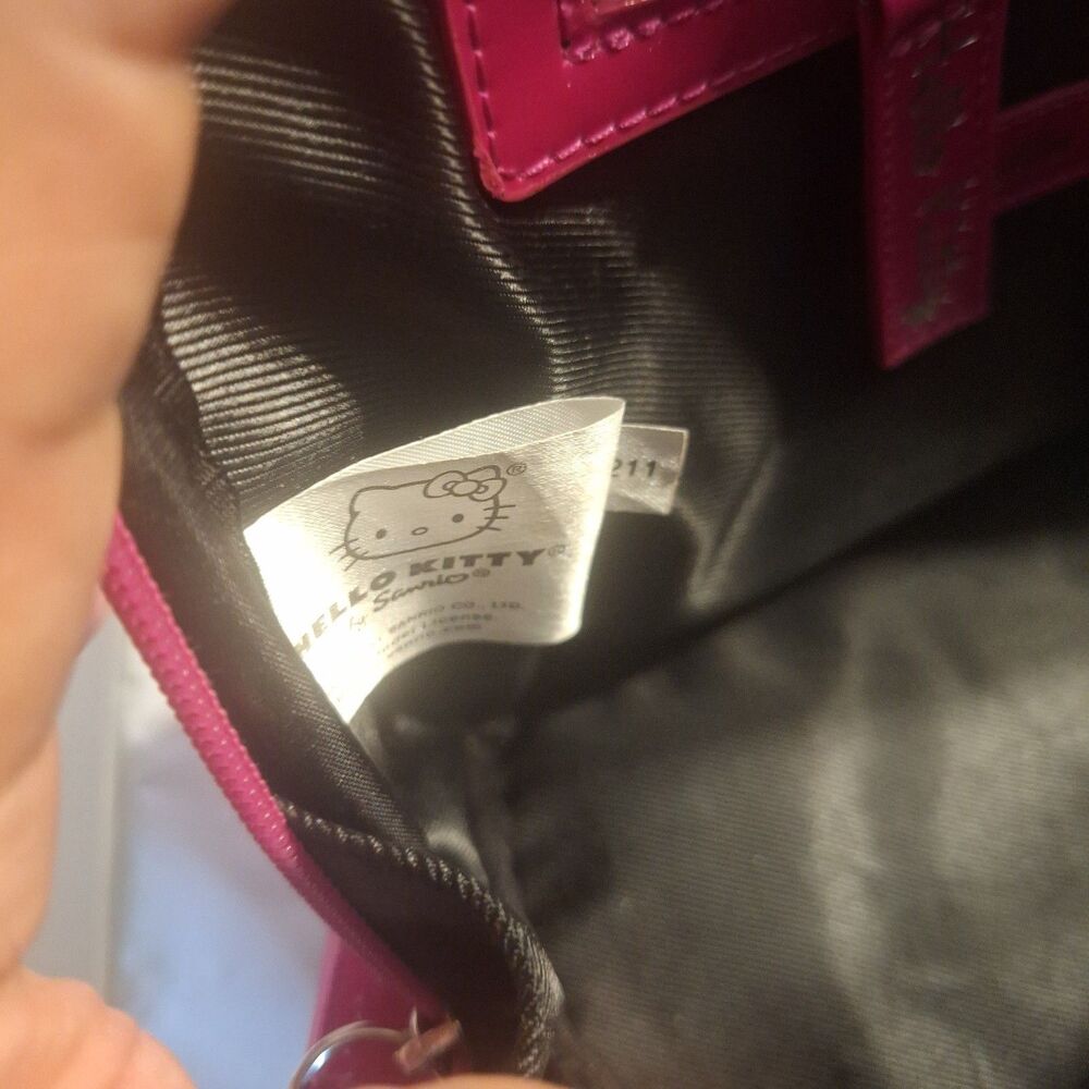 Hello Kitty Pink Patent Embossed Logo Sanrio Loungefly Satchel Handbag - Picture 7 of 12
